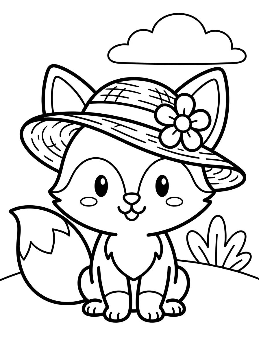 Raposinha de Chapéu de Palha para colorir Desenho de Raposinha de Chapéu de Palha para colorir e imprimir grátis