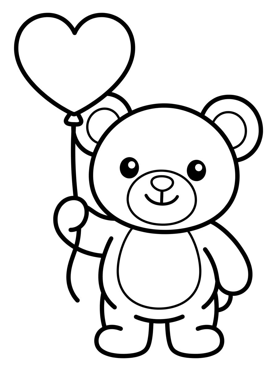 Ursinho com Balão de Coração para colorir Desenho de Ursinho com Balão de Coração para colorir e imprimir grátis