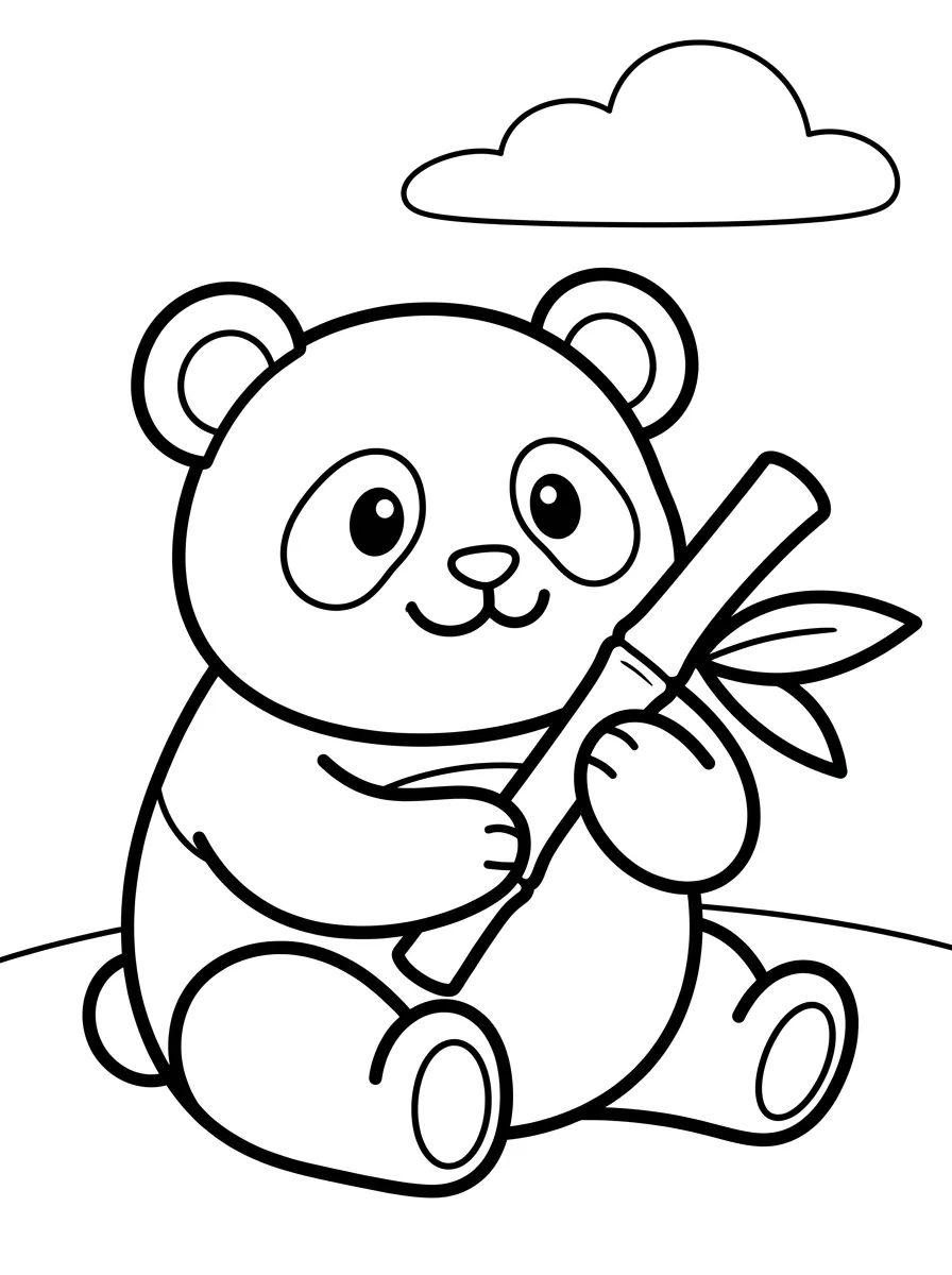 Ursinho Panda Comendo Bambu para colorir Desenho de Ursinho Panda Comendo Bambu para colorir e imprimir grátis
