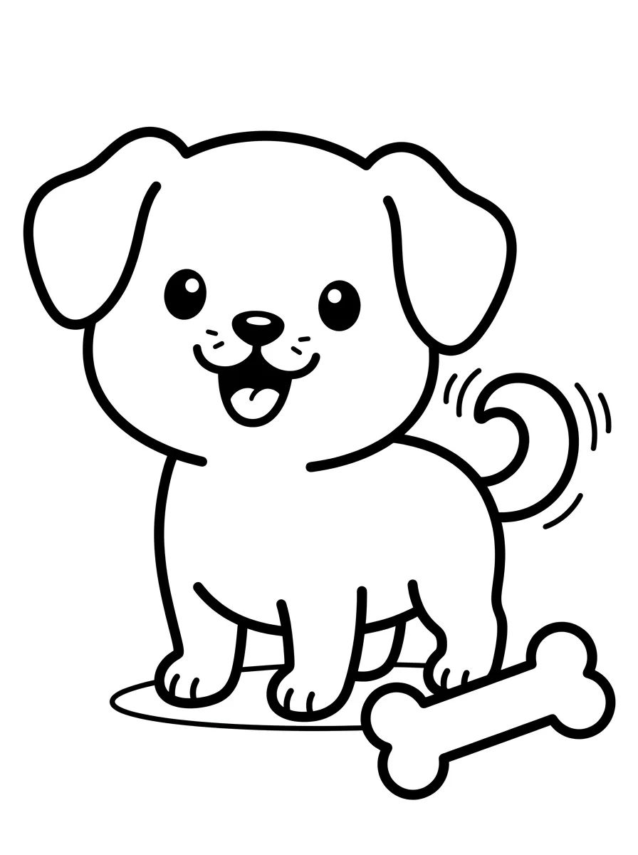 Cachorrinho Alegre com Ossinho para colorir Desenho de Cachorrinho Alegre com Ossinho para colorir e imprimir grátis