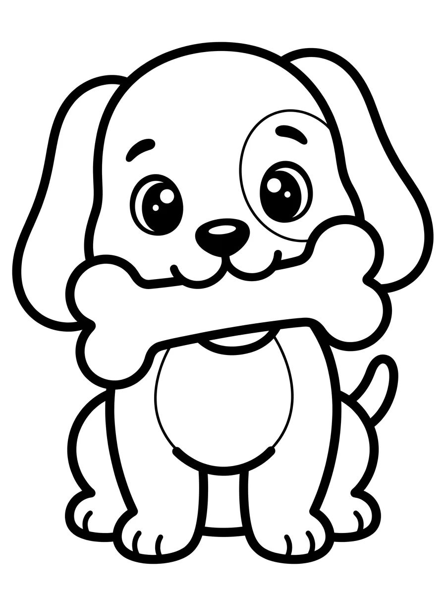 Cachorrinho Fofinho com Ossinho para colorir Desenho de Cachorrinho Fofinho com Ossinho para colorir e imprimir grátis