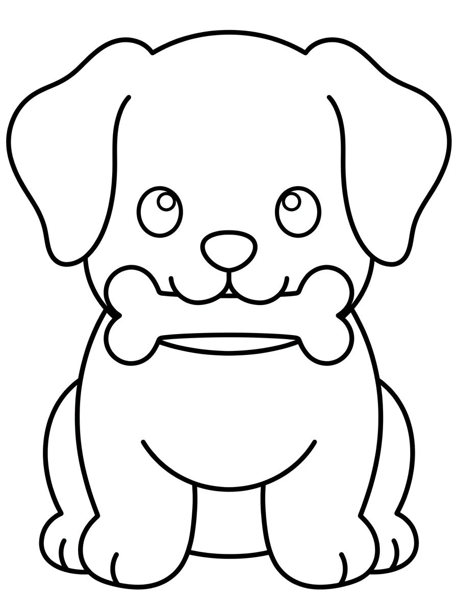 Cachorrinho Fofo com Ossinho para colorir Desenho de Cachorrinho Fofo com Ossinho para colorir e imprimir grátis