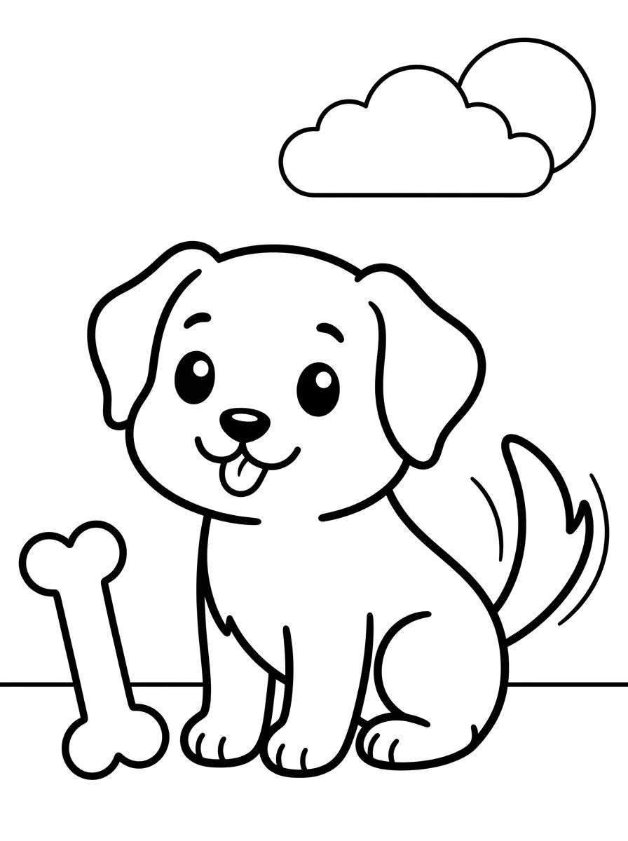 Cachorrinho Fofo Sorrindo para colorir Desenho de Cachorrinho Fofo Sorrindo para colorir e imprimir grátis