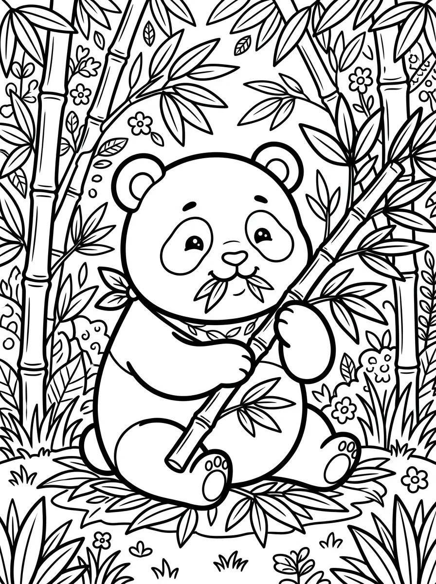 Panda Fofinho Comendo Bambu para colorir Desenho de Panda Fofinho Comendo Bambu para colorir e imprimir grátis