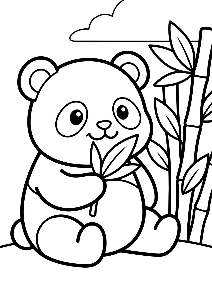Baby Panda Eating Bamboo para colorir Desenho de Baby Panda Eating Bamboo para colorir e imprimir grátis