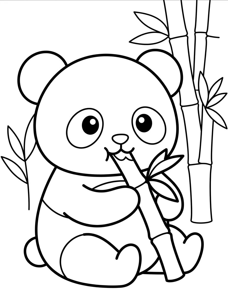 Pandinha Fofo Comendo Bambu para colorir Desenho de Pandinha Fofo Comendo Bambu para colorir e imprimir grátis
