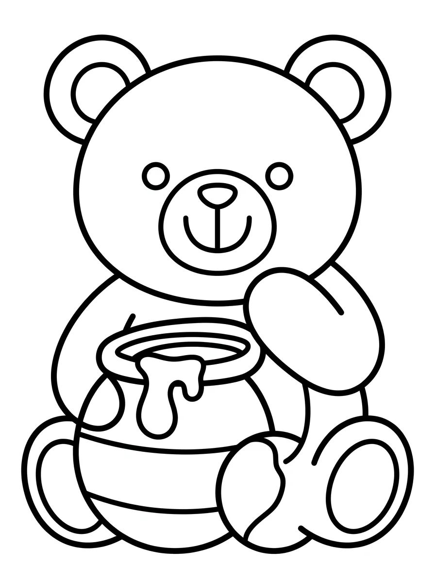 Ursinho de Pelúcia Comendo Mel para colorir Desenho de Ursinho de Pelúcia Comendo Mel para colorir e imprimir grátis