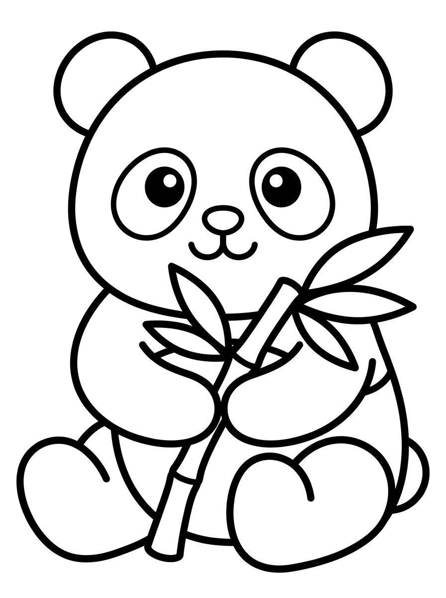 Baby Panda Eating Bamboo para colorir Desenho de Baby Panda Eating Bamboo para colorir e imprimir grátis
