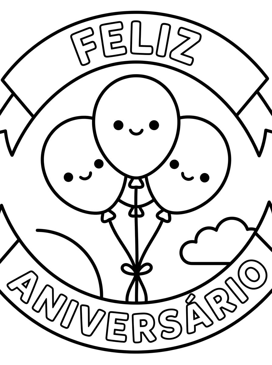 Balões e Festões de Aniversário para colorir Desenho de Balões e Festões de Aniversário para colorir e imprimir grátis