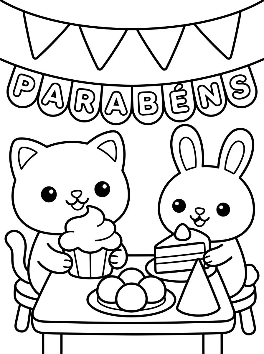 Bichinhos na Festa de Aniversário para colorir Desenho de Bichinhos na Festa de Aniversário para colorir e imprimir grátis