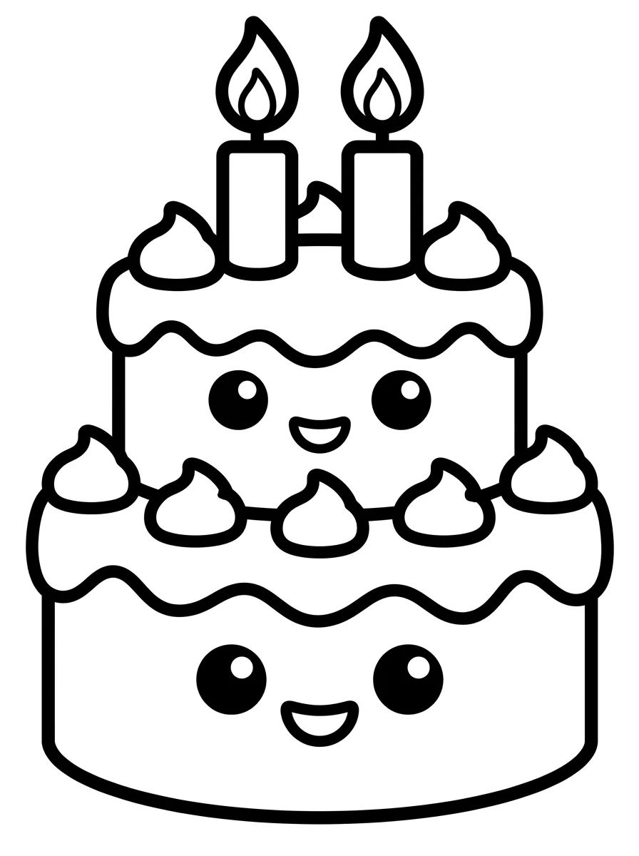 Pastel de Cumpleaños Lindo para colorir Desenho de Pastel de Cumpleaños Lindo para colorir e imprimir grátis
