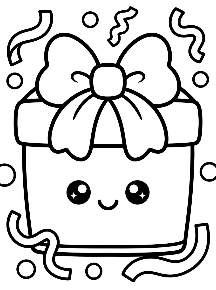 Caixa de Presente Surpresa Kawaii para colorir Desenho de Caixa de Presente Surpresa Kawaii para colorir e imprimir grátis