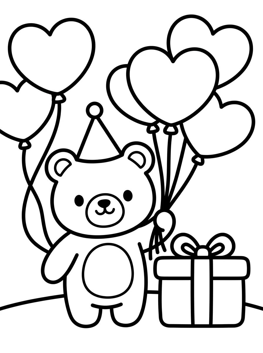 Teddy Bear with Party Balloons para colorir Desenho de Teddy Bear with Party Balloons para colorir e imprimir grátis