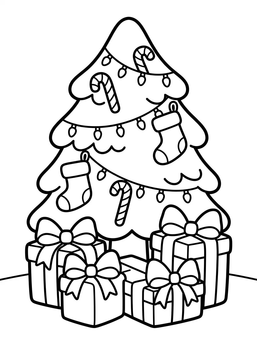 Árvore de Natal Cheia de Presentes para colorir Desenho de Árvore de Natal Cheia de Presentes para colorir e imprimir grátis