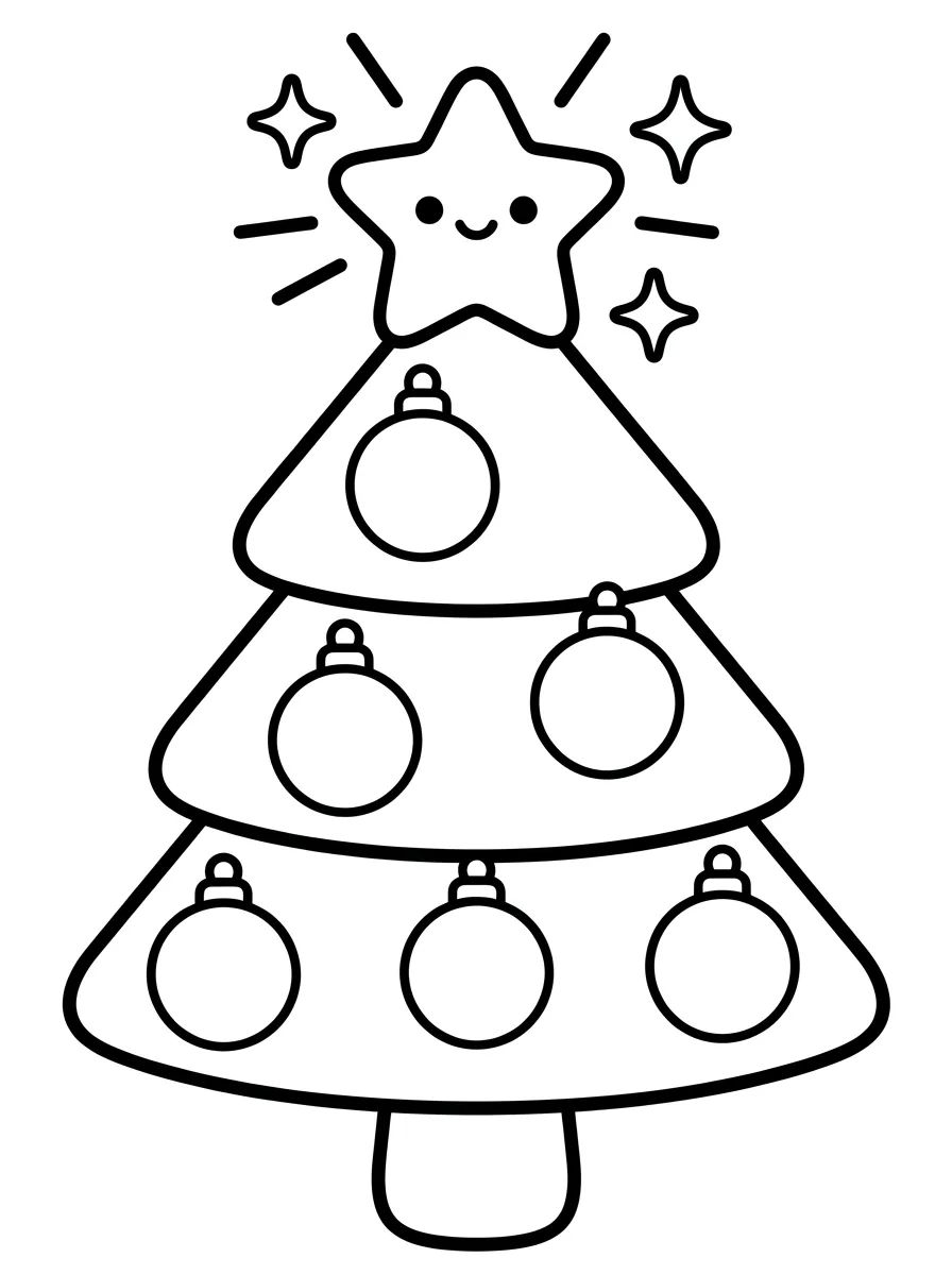 Árvore de Natal com Estrela Brilhante para colorir Desenho de Árvore de Natal com Estrela Brilhante para colorir e imprimir grátis