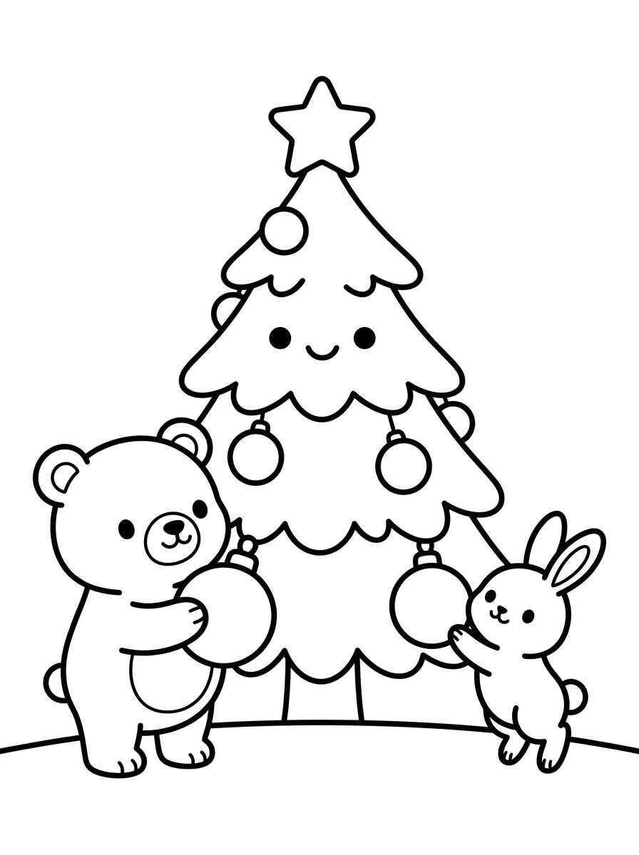 Árvore de Natal dos Animais da Floresta para colorir Desenho de Árvore de Natal dos Animais da Floresta para colorir e imprimir grátis