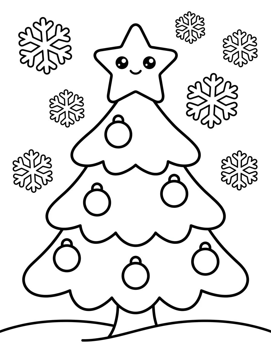 Árvore de Natal Simples com Neve para colorir Desenho de Árvore de Natal Simples com Neve para colorir e imprimir grátis