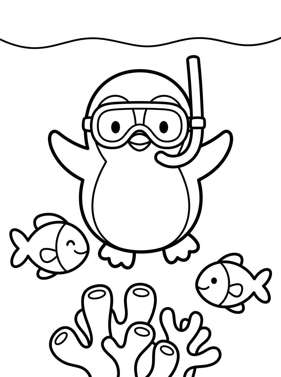 Pinguim Mergulhador no Mar para colorir Desenho de Pinguim Mergulhador no Mar para colorir e imprimir grátis