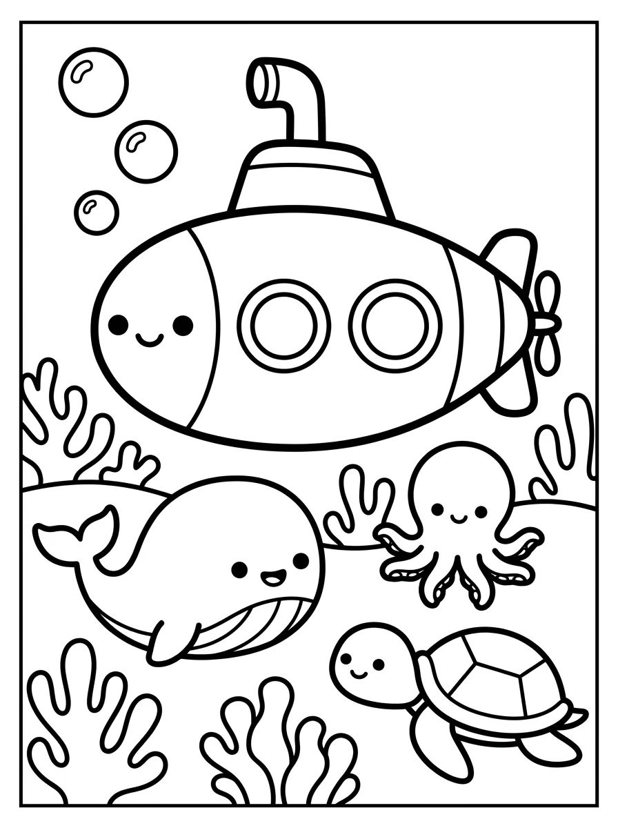 Submarino Amigo no Fundo do Mar para colorir Desenho de Submarino Amigo no Fundo do Mar para colorir e imprimir grátis