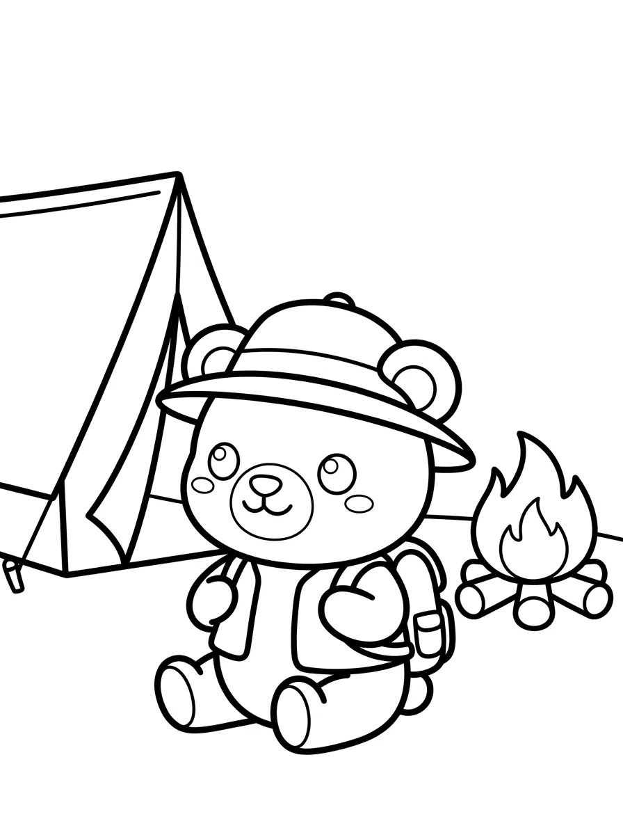 Ursinho Explorador no Acampamento para colorir Desenho de Ursinho Explorador no Acampamento para colorir e imprimir grátis
