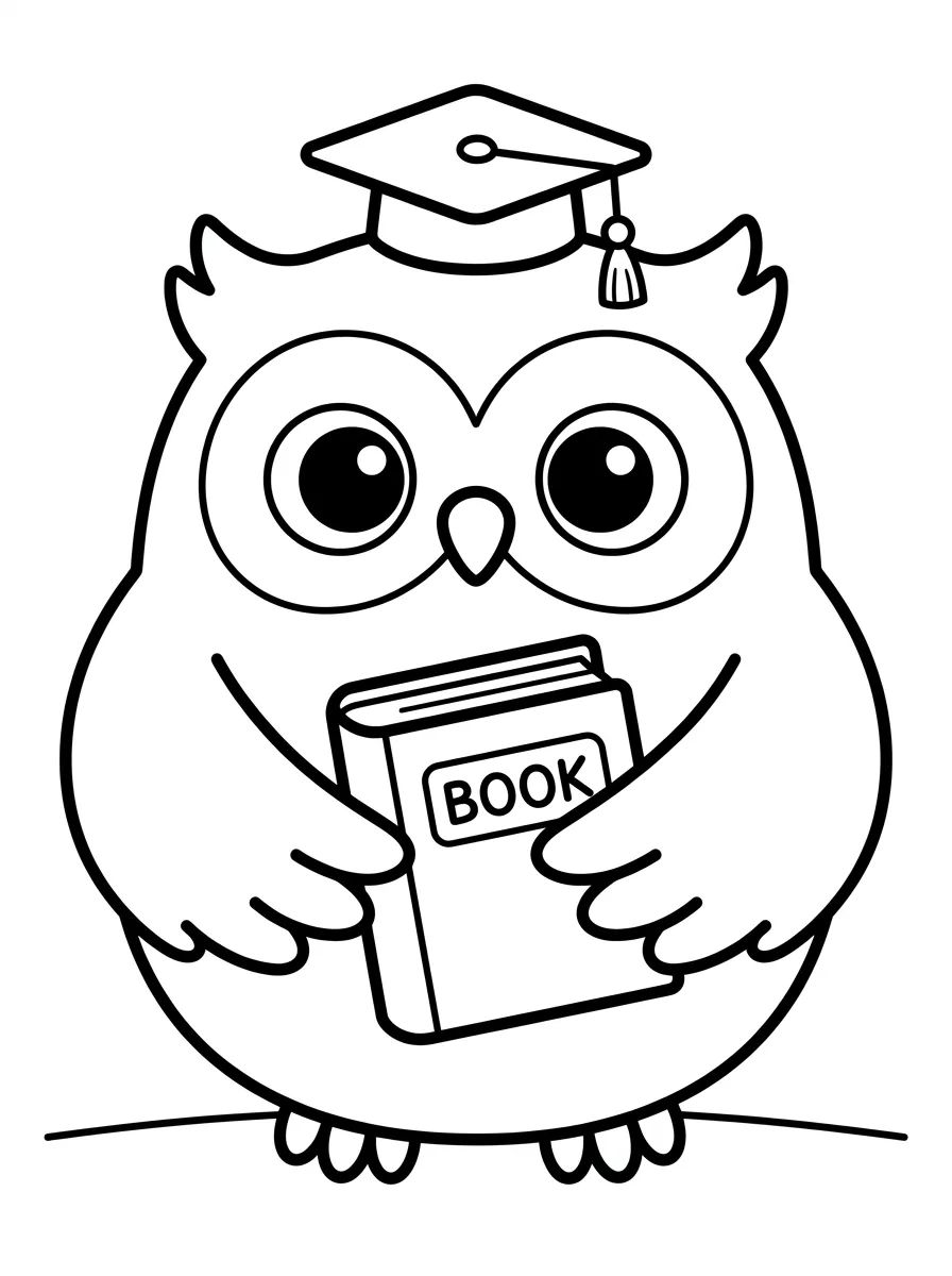 Corujinha Kawaii com Livro para colorir Desenho de Corujinha Kawaii com Livro para colorir e imprimir grátis