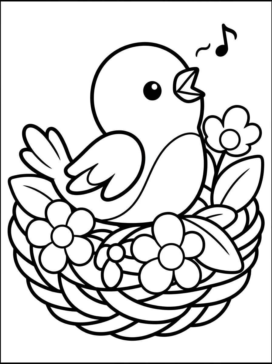 Passarinho Fofo no Ninho para colorir Desenho de Passarinho Fofo no Ninho para colorir e imprimir grátis
