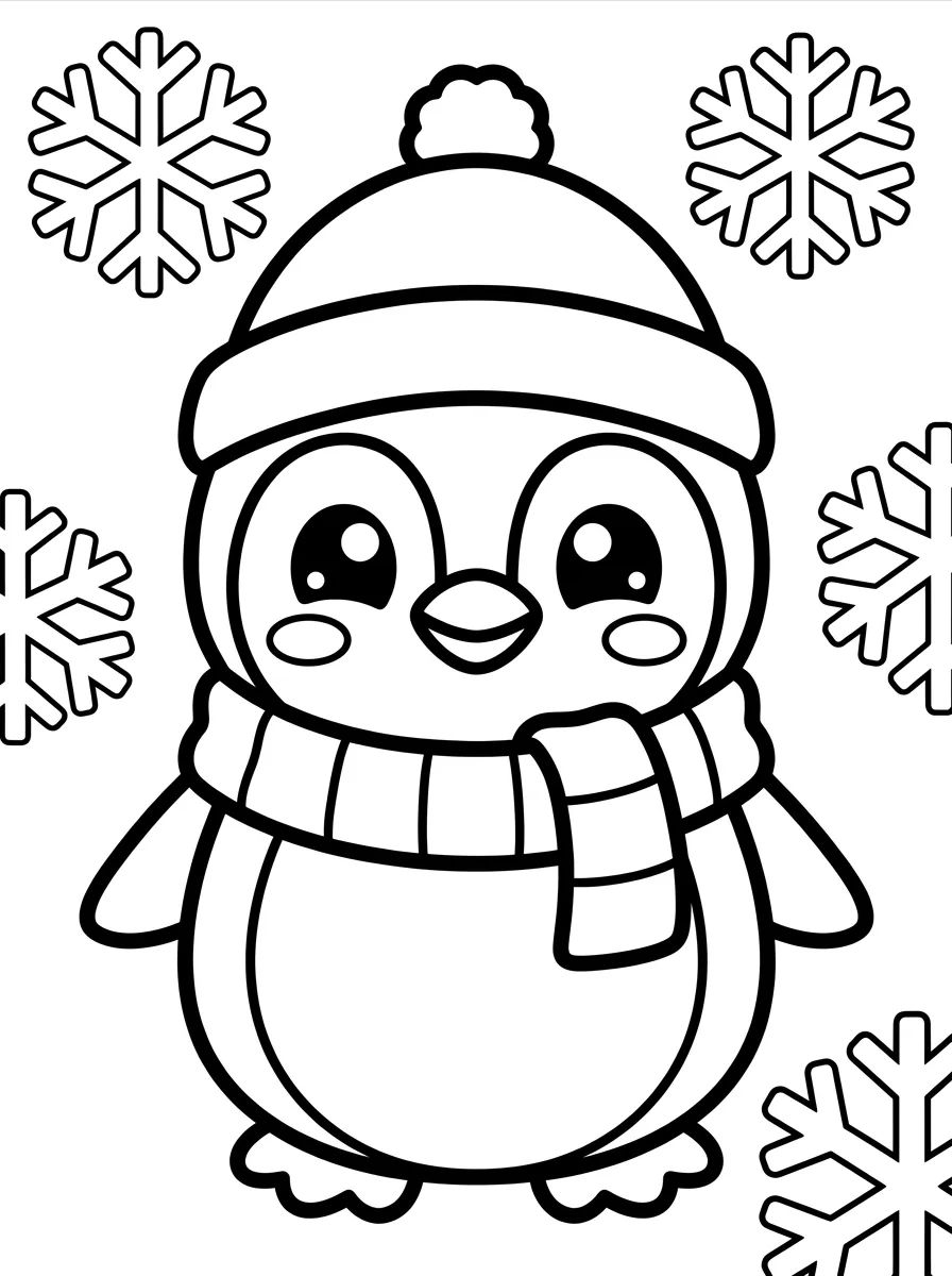 Baby Penguin with Scarf para colorir Desenho de Baby Penguin with Scarf para colorir e imprimir grátis