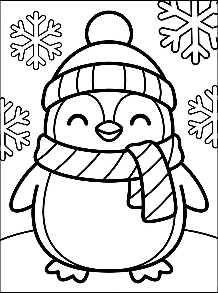 Pinguim de Cachecol para colorir Desenho de Pinguim de Cachecol para colorir e imprimir grátis