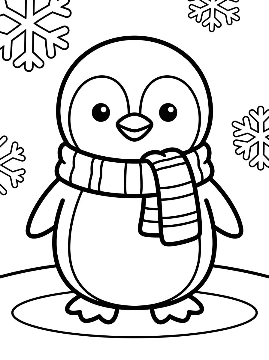Pinguim Fofinho de Cachecol para colorir Desenho de Pinguim Fofinho de Cachecol para colorir e imprimir grátis