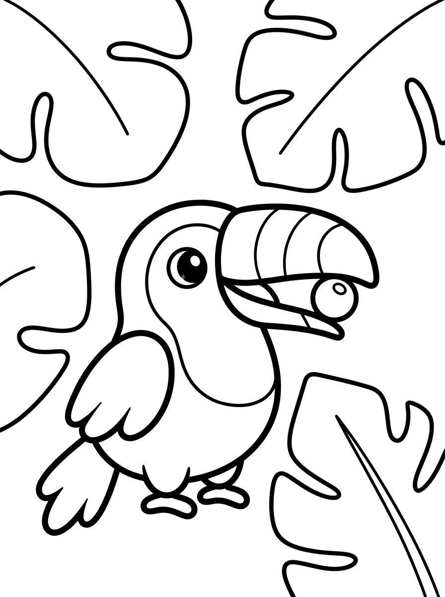 Tucano Fofinho na Floresta para colorir Desenho de Tucano Fofinho na Floresta para colorir e imprimir grátis