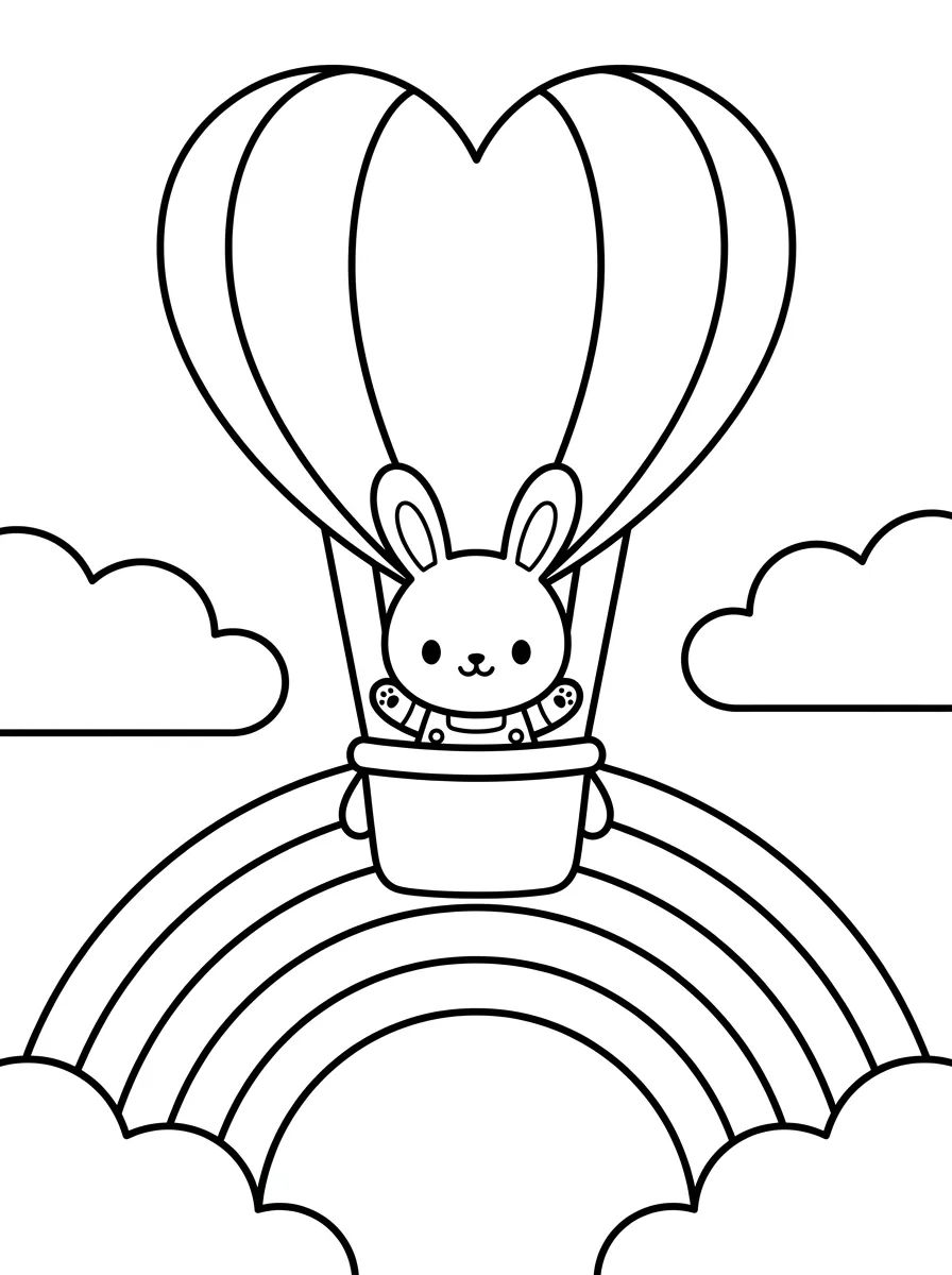 Coelhinho no Balão de Coração para colorir Desenho de Coelhinho no Balão de Coração para colorir e imprimir grátis