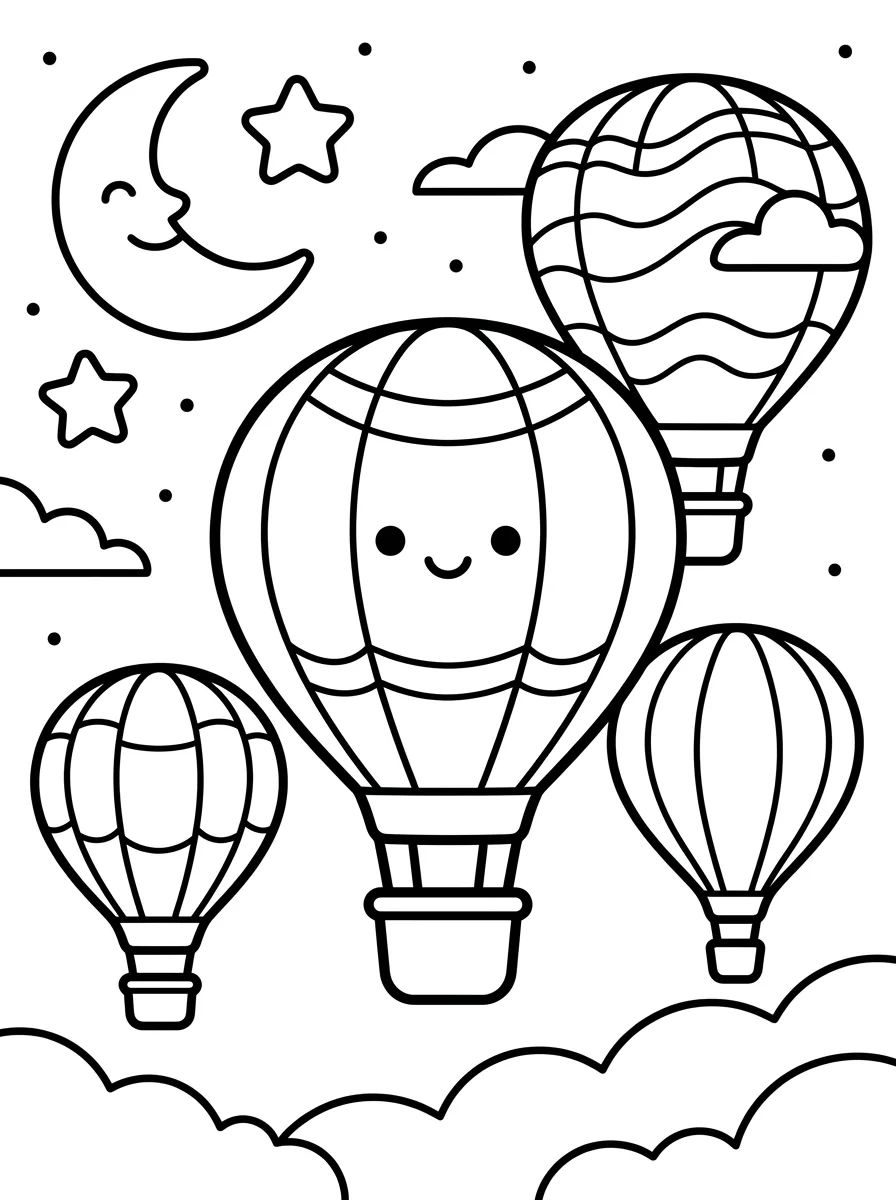 Festival de Balões no Céu Estrelado para colorir Desenho de Festival de Balões no Céu Estrelado para colorir e imprimir grátis