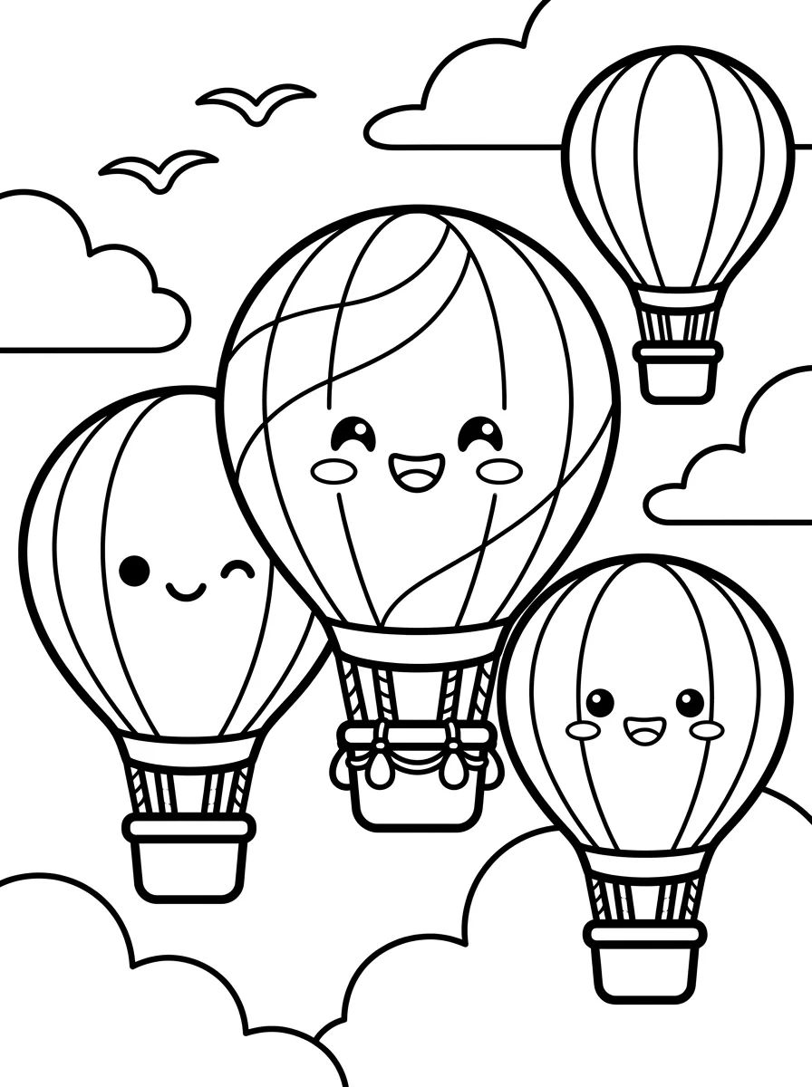 Festival de Balões no Céu para colorir Desenho de Festival de Balões no Céu para colorir e imprimir grátis