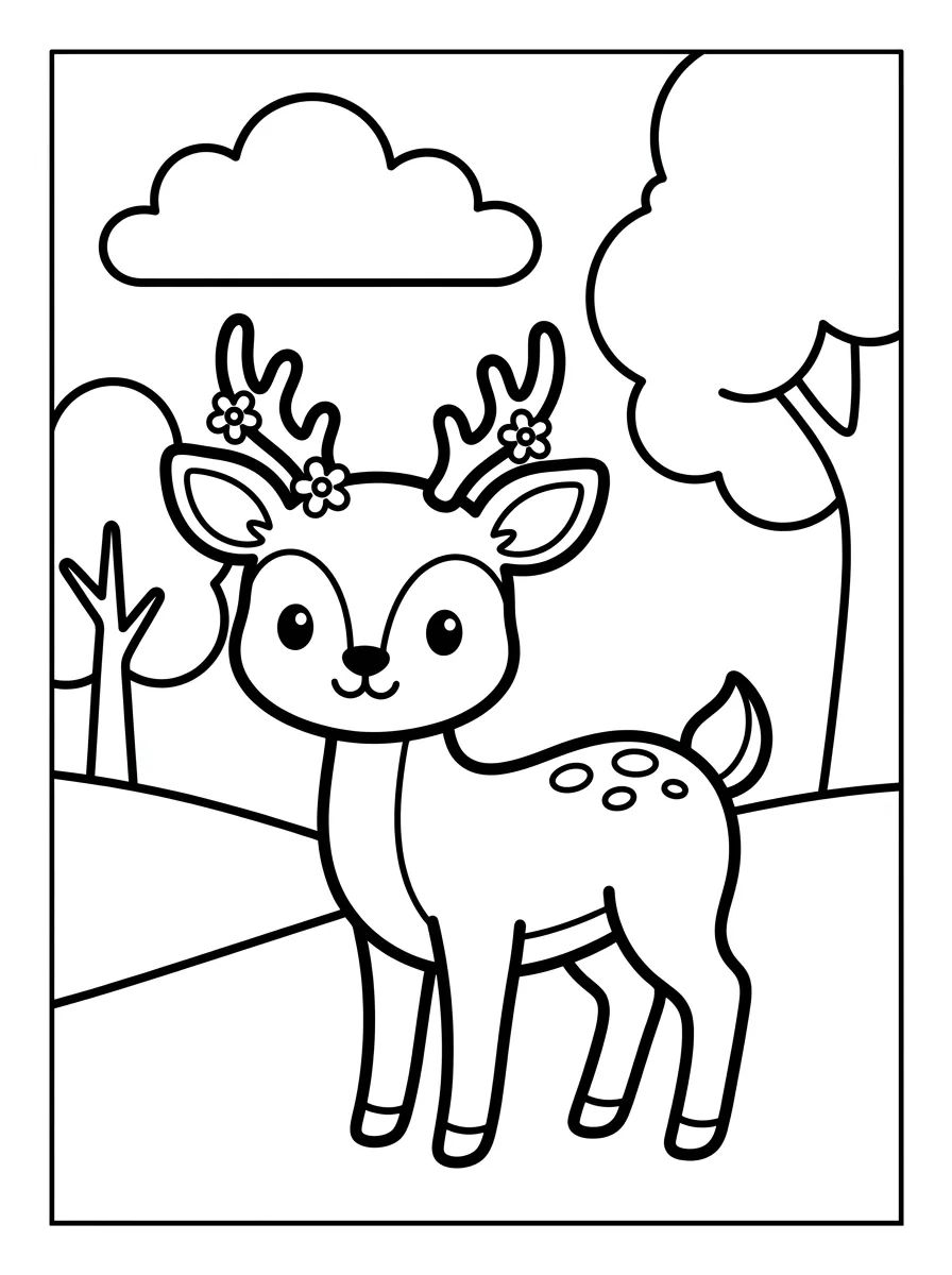 Cervinho Fofo no Bosque para colorir Desenho de Cervinho Fofo no Bosque para colorir e imprimir grátis