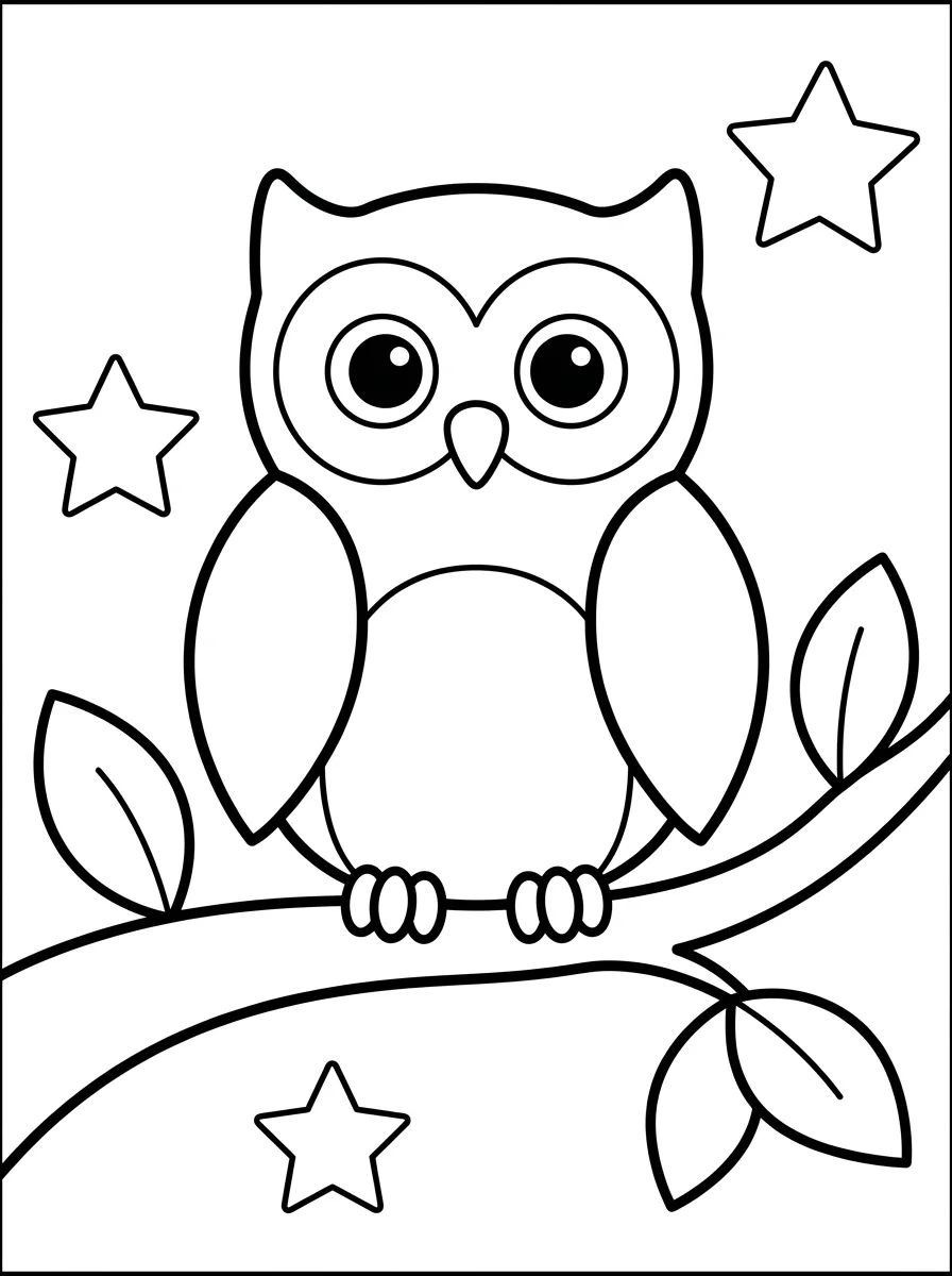 Charming Little Owl on a Branch para colorir Desenho de Charming Little Owl on a Branch para colorir e imprimir grátis