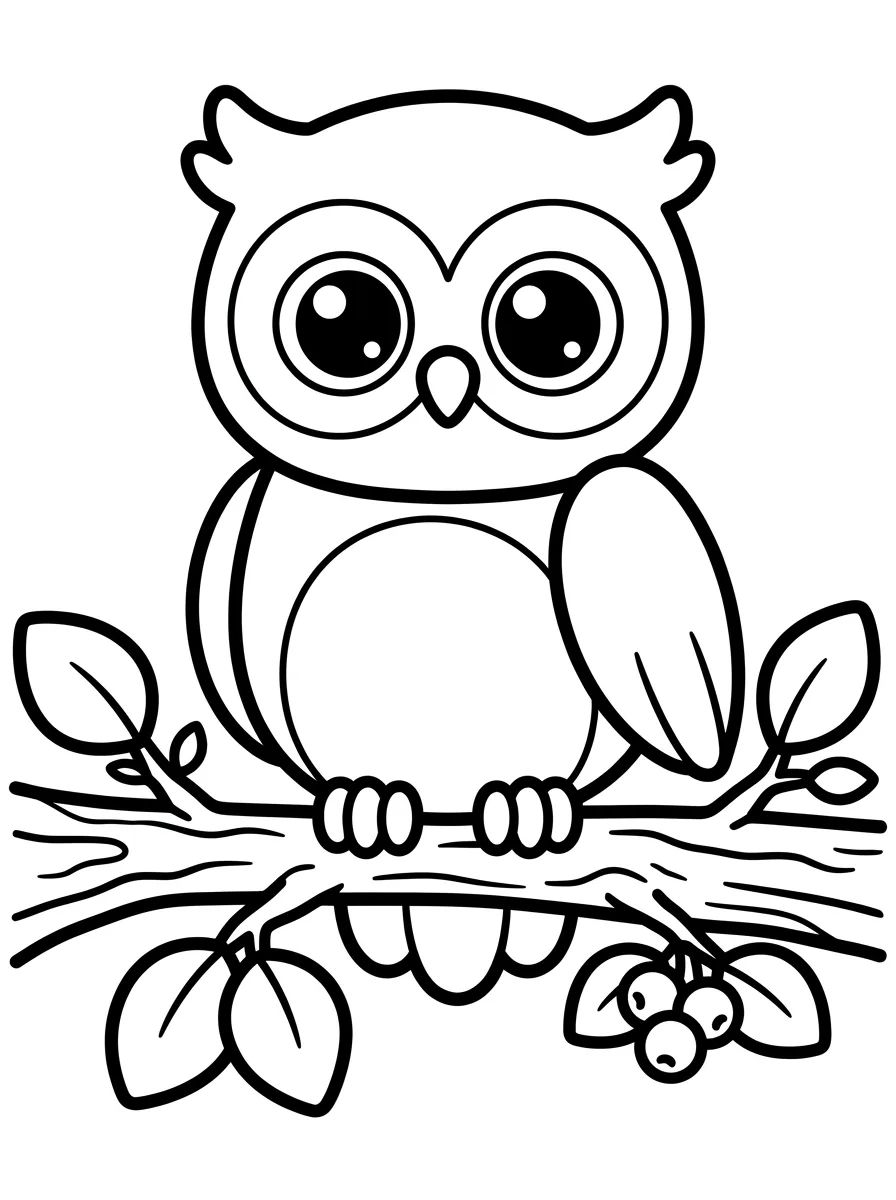 Corujinha no Galho para colorir Desenho de Corujinha no Galho para colorir e imprimir grátis