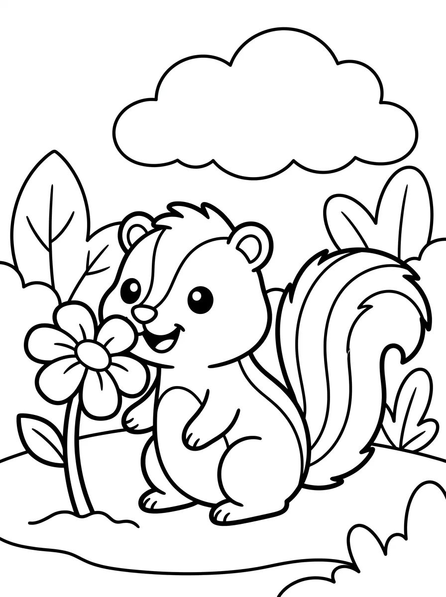 Gambazinho Fofo com Flor para colorir Desenho de Gambazinho Fofo com Flor para colorir e imprimir grátis