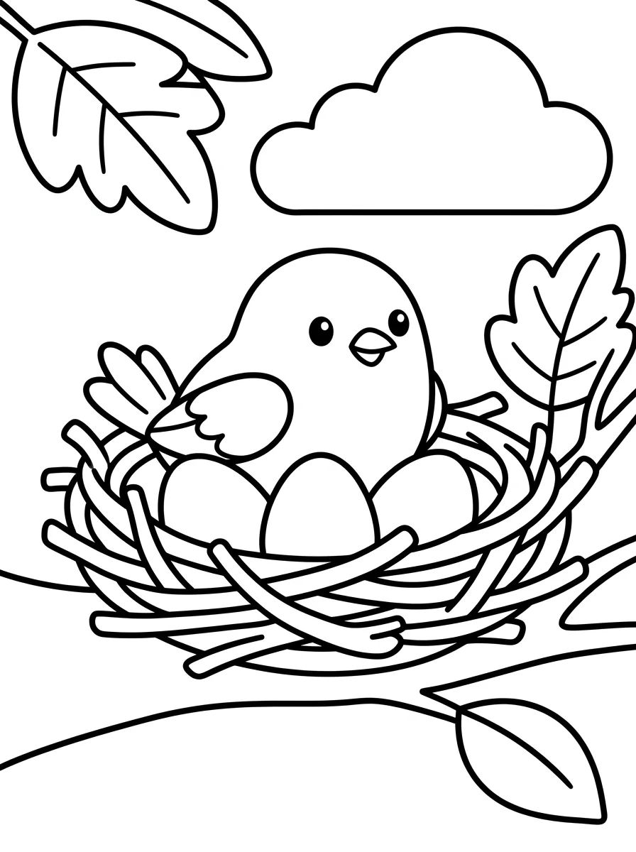 Passarinho do Bosque no Ninho para colorir Desenho de Passarinho do Bosque no Ninho para colorir e imprimir grátis