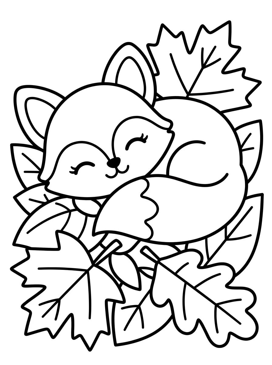 Sleepy Little Fox para colorir Desenho de Sleepy Little Fox para colorir e imprimir grátis