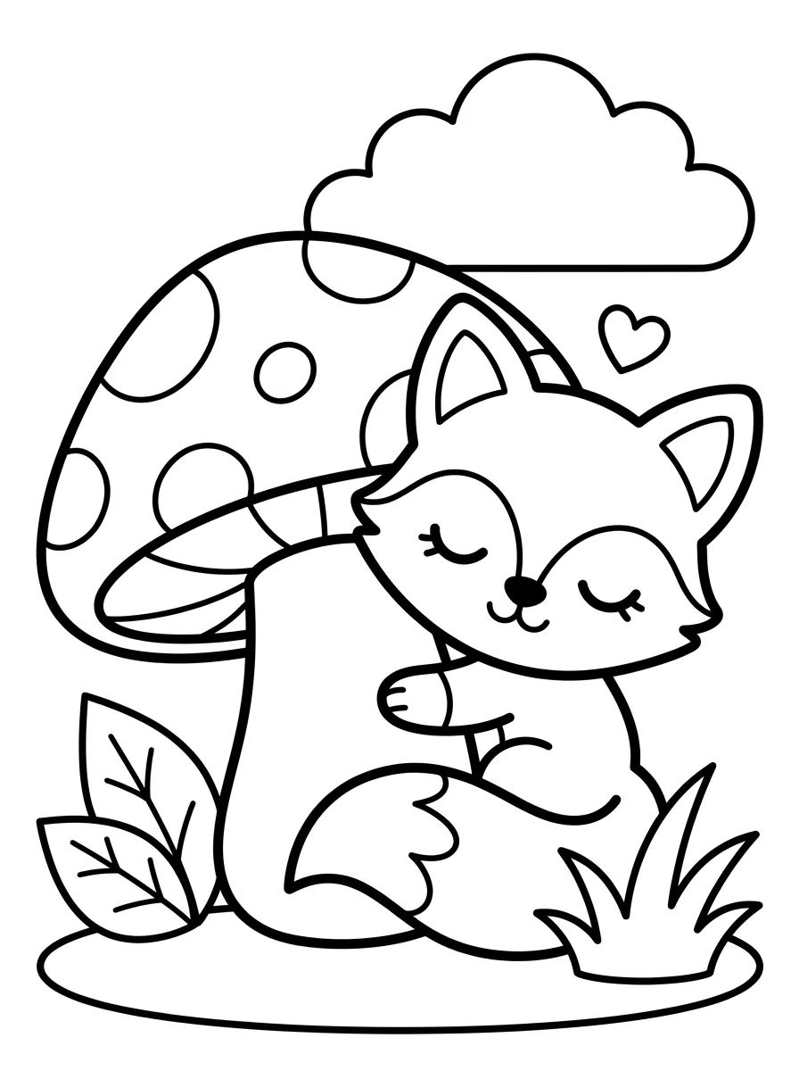 Raposinha no Cogumelo para colorir Desenho de Raposinha no Cogumelo para colorir e imprimir grátis