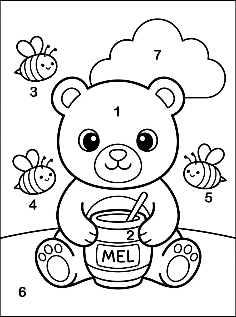 Ursinho com Pote de Mel para colorir Desenho de Ursinho com Pote de Mel para colorir e imprimir grátis