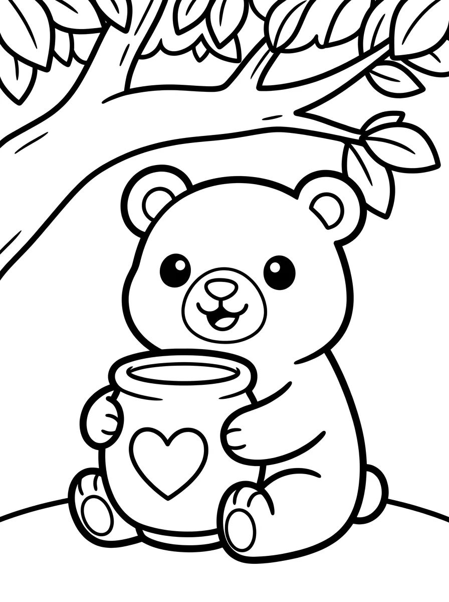 Ursinho do Bosque com Pote de Mel para colorir Desenho de Ursinho do Bosque com Pote de Mel para colorir e imprimir grátis
