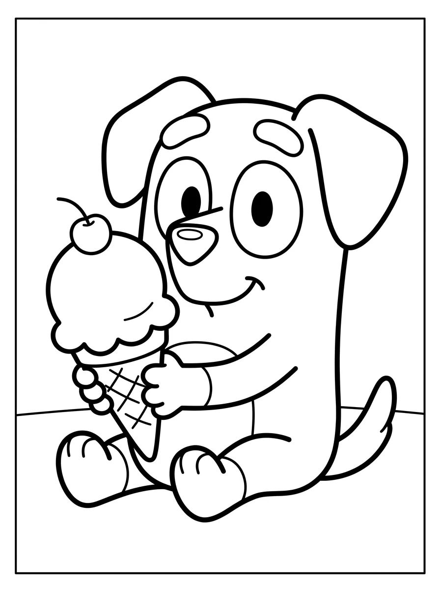 Bingo Comendo Sorvete para colorir Desenho de Bingo Comendo Sorvete para colorir e imprimir grátis