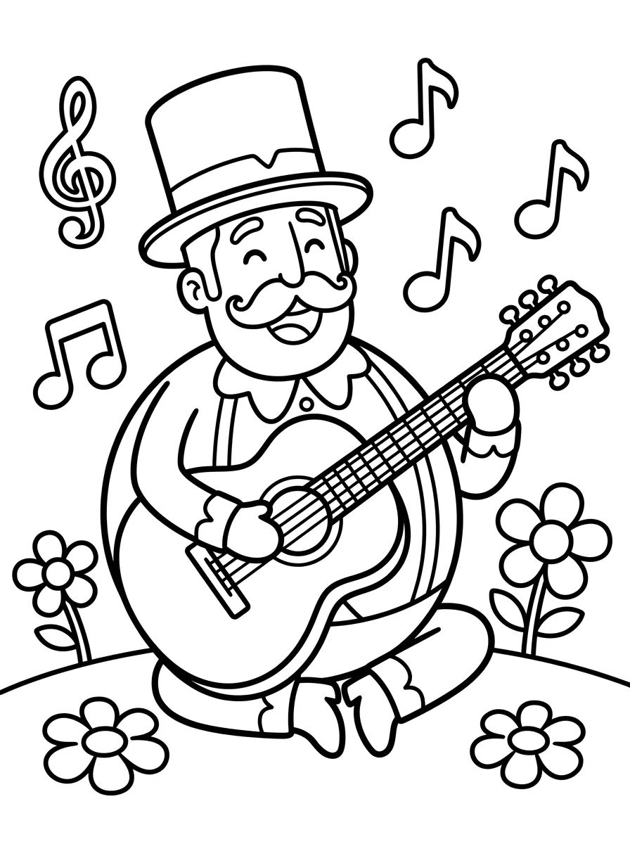 Bita Tocando Violão para colorir Desenho de Bita Tocando Violão para colorir e imprimir grátis