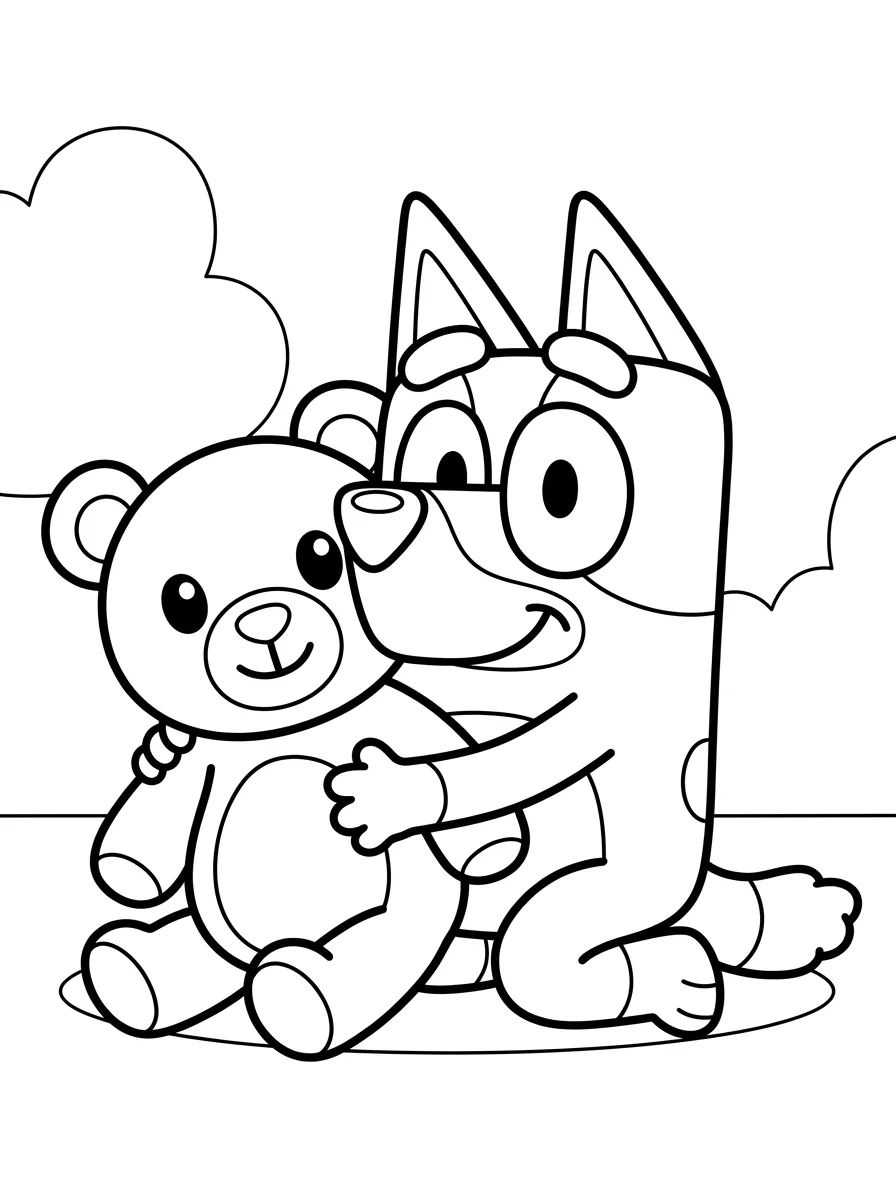 Bluey Brincando com o Ursinho para colorir Desenho de Bluey Brincando com o Ursinho para colorir e imprimir grátis