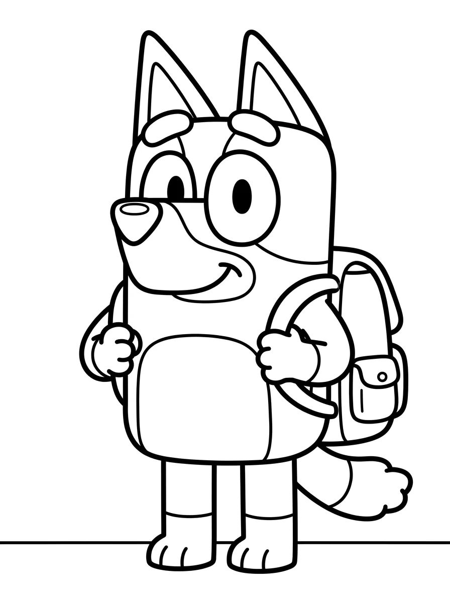 Bluey de Mochila Escolar para colorir Desenho de Bluey de Mochila Escolar para colorir e imprimir grátis