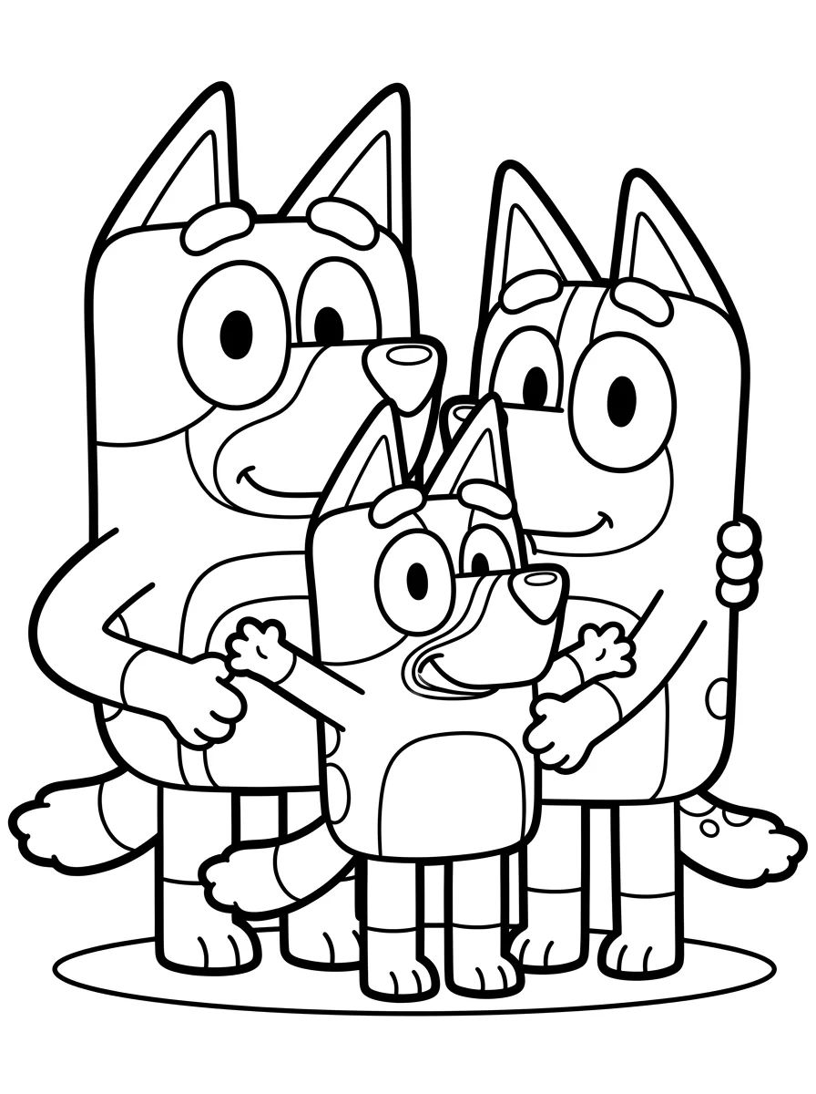 Bluey e a Família Heeler para colorir Desenho de Bluey e a Família Heeler para colorir e imprimir grátis