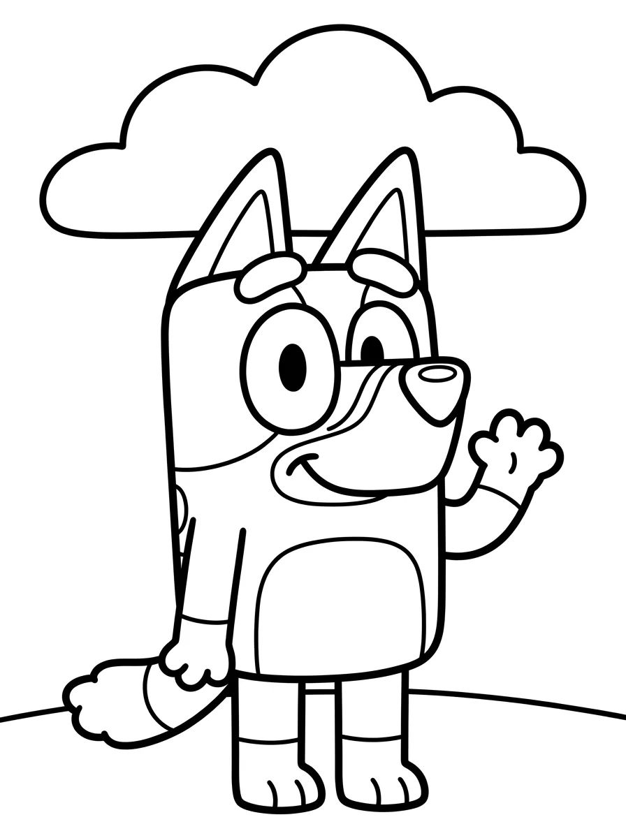 Bluey Feliz Acenando para colorir Desenho de Bluey Feliz Acenando para colorir e imprimir grátis