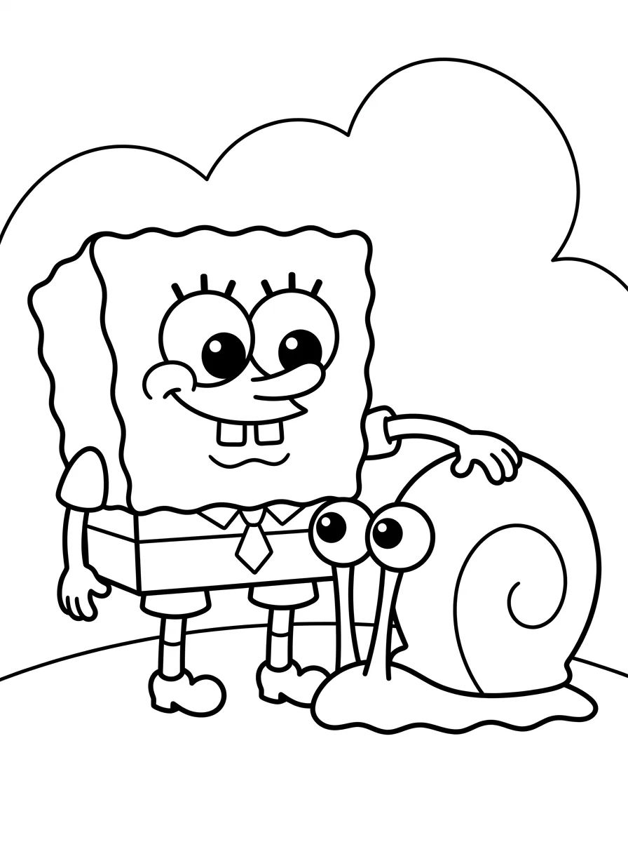 Bob Esponja com Gary o Caracol para colorir Desenho de Bob Esponja com Gary o Caracol para colorir e imprimir grátis