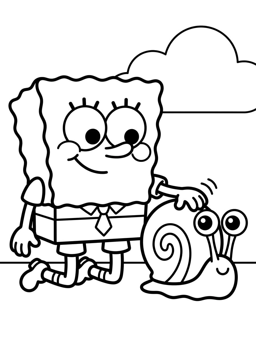 Bob Esponja e o Caracol Gary para colorir Desenho de Bob Esponja e o Caracol Gary para colorir e imprimir grátis